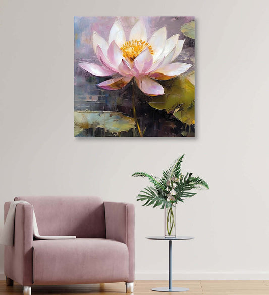A Blossoming Oasis: Capturing the Allure of the Lotus Flower on Canvas