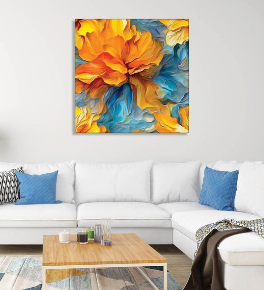 A Burst of Sunshine: Captivating Canvas Painting of a Vibrant Orange Flower