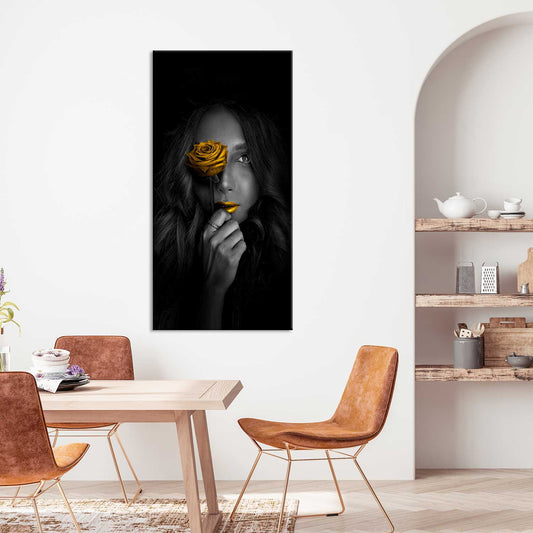 Girl With Golden Flower Abstract Wall Painting
