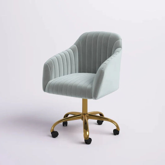 Refined WhiteTufted Velvet Armchair With Golden Legs
