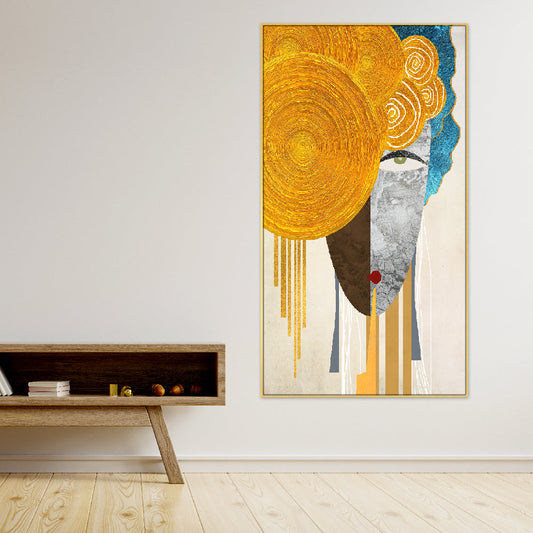 Modern Figure Floating Frame Abstract Geometric Art Canvas Painting