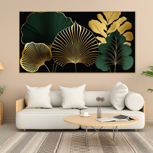 Modern Art Golden Leaves Canvas Painting for Wall Decoration Frame Art Print on Canvas Painting